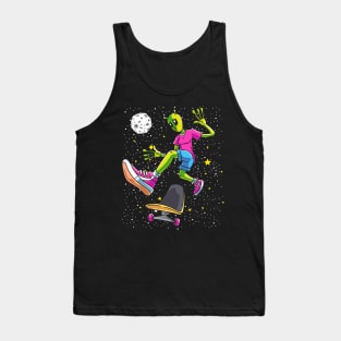 Space Alien Skateboarding Skateboarder Tank Top